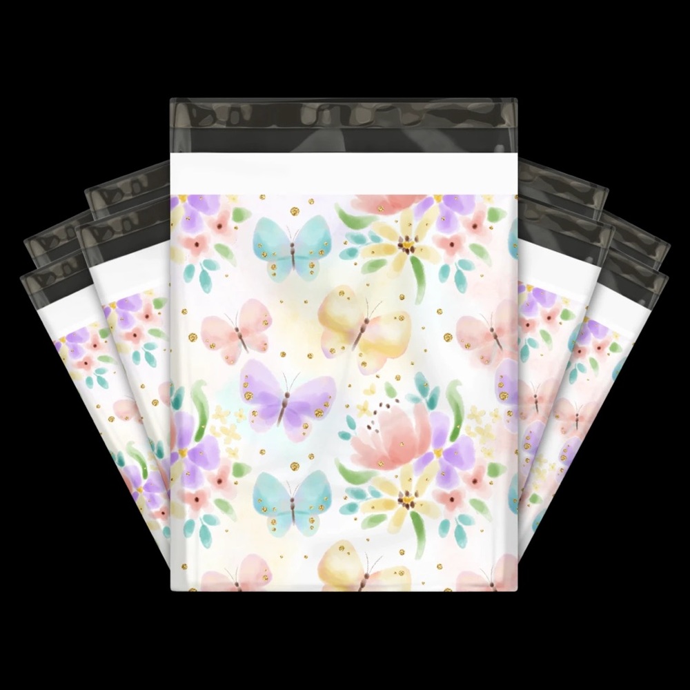 ( LAST 1 ) 50 10X13 Watercolor Butterfly Poly Mailers Bags CLEARANCE - Picture 4 of 5
